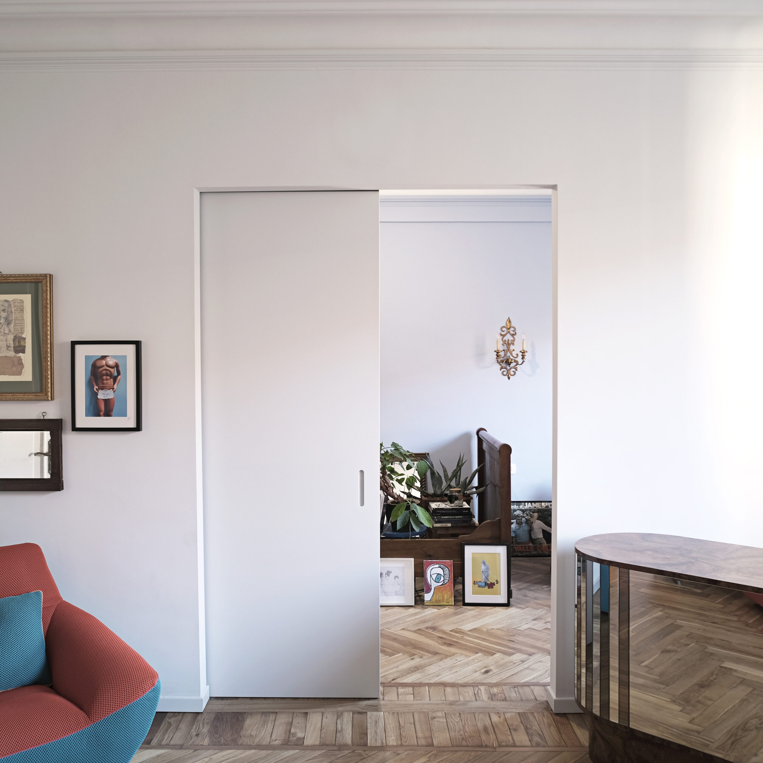Casa Marinella sliding door in motion, Turin interior — Studio Lapse
